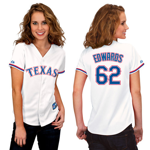 Jon Edwards #62 mlb Jersey-Texas Rangers Women's Authentic Home White Cool Base Baseball Jersey